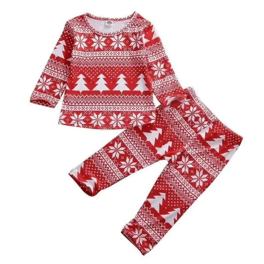 Los Angeles Boutique Red White Pajama Set Pj's Cute Toddler Girls Boys SOFT 4T